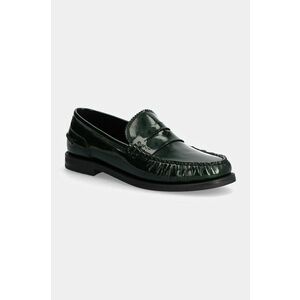 Gant mocasini de piele Gracelyn femei, culoarea verde, cu toc plat, 29571721 G73 imagine