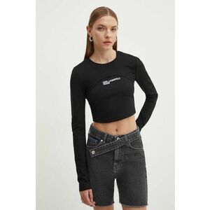 Karl Lagerfeld Jeans longsleeve femei, culoarea negru, 245J1704 imagine