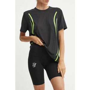 Compressport pantaloni scurți de alergare Run Under Control culoarea negru, cu imprimeu, medium waist, AW00009B imagine