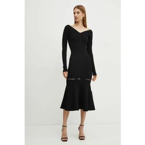 Victoria Beckham rochie culoarea negru, midi, mulata, 1424KDR005908A imagine