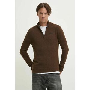 Superdry pulover din amestec de lana barbati, culoarea maro, cu turtleneck, M6110640A-CHB imagine