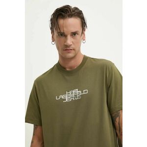 Karl Lagerfeld Jeans tricou din bumbac barbati, culoarea verde, cu imprimeu, 246D1700 imagine