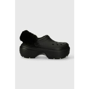 Crocs papuci Stomp Lined Clog femei, culoarea negru, cu platforma, 208546 imagine