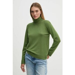 United Colors of Benetton pulover din amestec de lana femei, culoarea verde, light, cu guler, 1035D2551 imagine