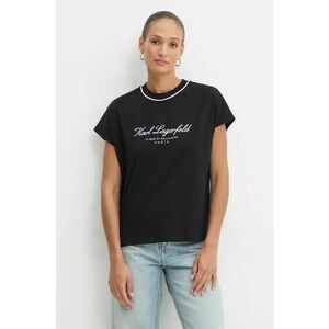 Karl Lagerfeld tricou din bumbac femei, culoarea negru, 246W2107 imagine