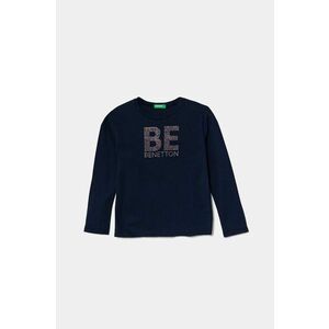 United Colors of Benetton Longsleeve din bumbac pentru copii culoarea albastru marin imagine