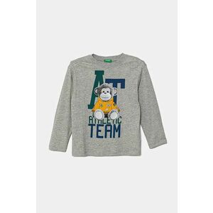 United Colors of Benetton longsleeve din bumbac pentru copii culoarea gri, cu imprimeu, 3I1XG10F3 imagine