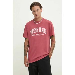 Tommy Jeans tricou din bumbac barbati, culoarea rosu, cu imprimeu, DM0DM19699 imagine