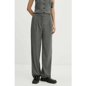 Samsoe Samsoe pantaloni SAAGNETA femei, culoarea gri, drept, high waist, F24300017 imagine