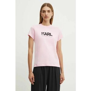 Karl Lagerfeld tricou din bumbac femei, culoarea roz, 24WW1703 imagine