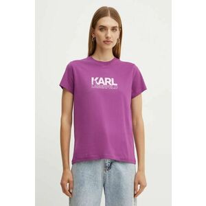 Karl Lagerfeld tricou din bumbac femei, culoarea violet, 24WW1703 imagine