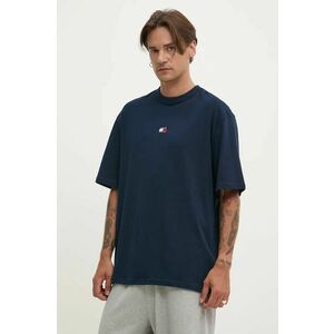 Tommy Jeans tricou din bumbac barbati, culoarea albastru marin, cu imprimeu, DM0DM19737 imagine