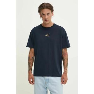 Tommy Jeans tricou din bumbac barbati, culoarea albastru marin, cu imprimeu, DM0DM19692 imagine