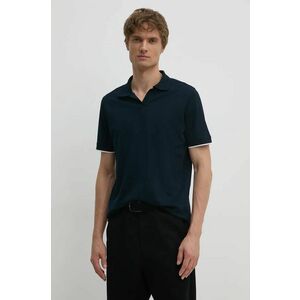 Karl Lagerfeld polo de bumbac culoarea albastru marin, neted, 542205.745010 imagine