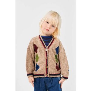 Bobo Choses cardigan cu amestec de lână pentru copii Diamonds culoarea bej, 224AC120 imagine