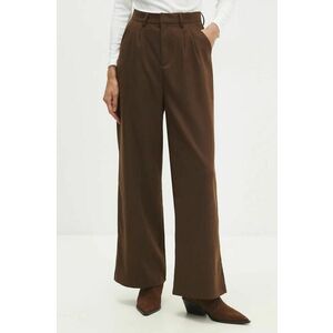 Answear Lab pantaloni femei, culoarea maro, drept, high waist imagine