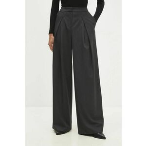 Answear Lab pantaloni femei, culoarea gri, drept, high waist imagine