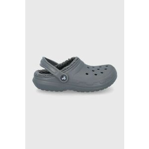 Crocs papuci de casă CLASSIC LINED CLOG culoarea gri ASSIC.LINED.CLOG.203591-ELECTRIC.P imagine