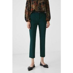 Medicine pantaloni femei, culoarea verde, fason chinos, medium waist imagine