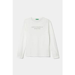 United Colors of Benetton longsleeve din bumbac pentru copii culoarea alb, 3I1XC10JS imagine