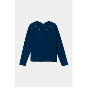 United Colors of Benetton longsleeve copii culoarea albastru marin, 3P4ZC10JE imagine