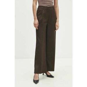 Answear Lab pantaloni femei, culoarea maro, drept, high waist imagine