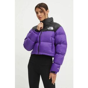 The North Face geaca de puf Nuptse Short Jacket femei, culoarea violet, de iarna, oversize, NF0A5GGES961 imagine