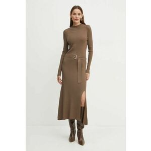 Karl Lagerfeld rochie culoarea maro, maxi, evazati, 246W1321 imagine