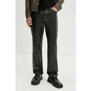 ZADIG&VOLTAIRE pantaloni de piele barbati, culoarea negru, drept, RMPA00017 imagine