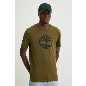 Timberland tricou din bumbac barbati, culoarea verde, cu imprimeu, TB0A2C2R3021 imagine