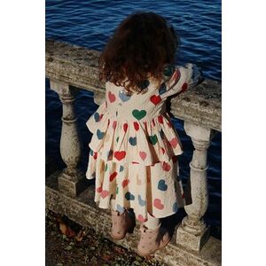 Konges Sløjd rochie fete ELIN FRILL DRESS GOTS culoarea bej, mini, evazati, KS101496 imagine