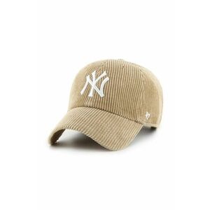 47 brand șapcă de baseball din catifea MLB New York Yankees culoarea bej, cu imprimeu, B-THCKC17EWS-KHA imagine