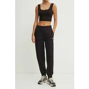 Puma pantaloni femei, culoarea negru, neted, 681634 imagine