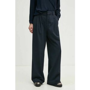 Mos Mosh pantaloni femei, culoarea albastru marin, lat, high waist, 166270 imagine