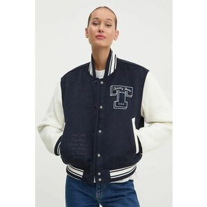 Tommy Jeans jacheta bomber din amestec de lana culoarea albastru marin, de tranzitie, DW0DW18845 imagine