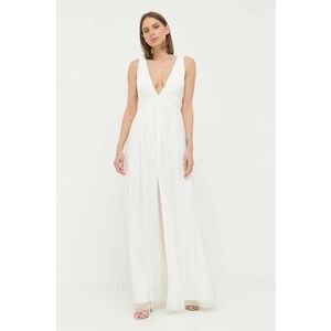 Nissa rochie de matase culoarea alb, maxi, drept imagine