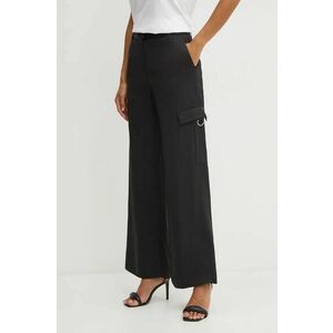 Karl Lagerfeld pantaloni femei, culoarea negru, lat, high waist, 246W1014 imagine