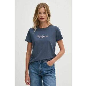 Pepe Jeans tricou din bumbac FIORE femei, culoarea albastru marin, PL505951 imagine