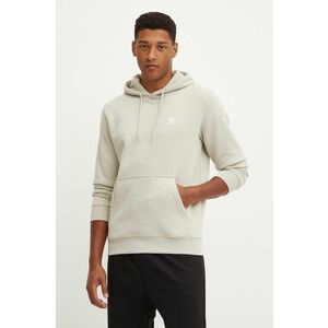 adidas Originals bluza Trefoil Essentials Hoody barbati, culoarea bej, cu glugă, cu imprimeu, IR7785 imagine