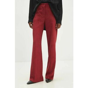 Answear Lab pantaloni de catifea cord culoarea rosu, lat, high waist imagine