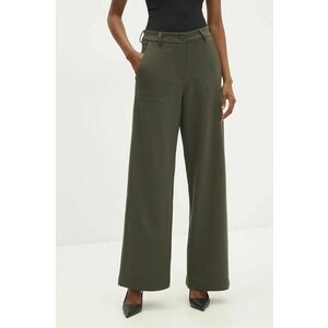 Answear Lab pantaloni femei, culoarea verde, lat, high waist imagine