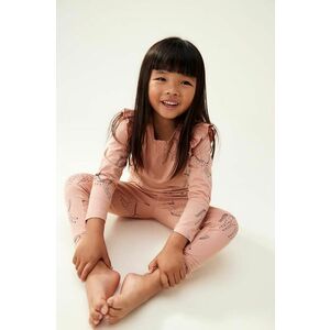 Liewood pijama copii Wilhelm Printed Frill Pyjamas Set culoarea roz, modelator, LW19495 imagine