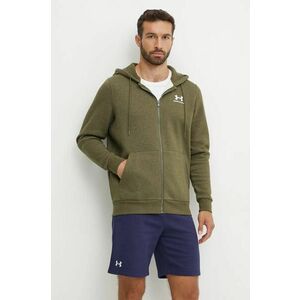 Under Armour bluza barbati, culoarea verde, cu glugă, neted imagine