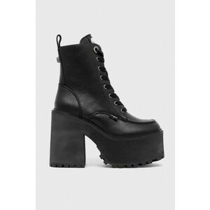 Buffalo botine Killah Lace Up Mid femei, culoarea negru, cu toc drept, 1622373 imagine