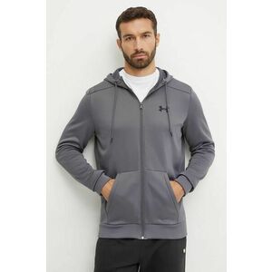 Under Armour bluză trening culoarea gri, cu glugă, neted imagine