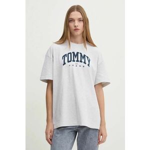 Tommy Jeans tricou din bumbac femei, culoarea gri, DW0DW18403 imagine