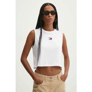 Tommy Jeans top din bumbac culoarea alb, DW0DW18422 imagine