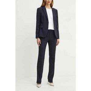 BOSS pantaloni de lână culoarea albastru marin, drept, high waist, 50490045 imagine