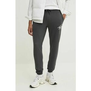 Tommy Jeans pantaloni de trening din bumbac culoarea gri, cu imprimeu, DM0DM19479 imagine