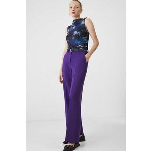 Medicine pantaloni femei, culoarea violet, lat, high waist imagine